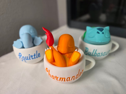 Bundle Charmander, Squirtle y Bulbasaur | Miniaturas Pokémon en Taza